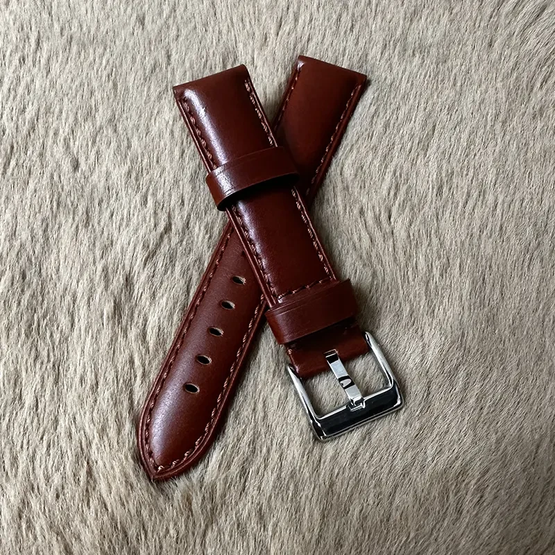 20mm Red Wine  Genuine Leather Watch Strap – Durable Band